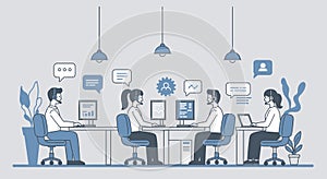 Customer Support Team in Modern Office