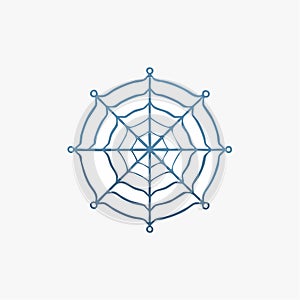 Blue Spiderweb Network Icon Illustration
