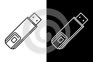USB Flash Drive Icon in Black and White