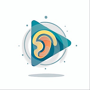 Audio Media Logo with Ear and Play Button