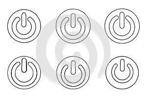 Power Button Icon Set in Line Art Vector Modern On Off and Control Symbols