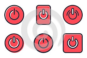 Power Button Icon Set in Line Art Vector Modern On Off and Control Symbols
