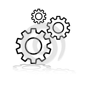Simple vector flat settings gear icon. Setting gear icon.