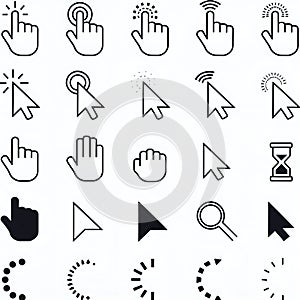 Cursor and Click Icon Set for UI UX Design