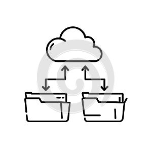 Cloud Data Transfer and Storage Line Art Icon Ai Generated