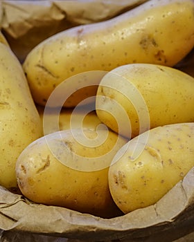 Clean New Potatoes In A Brown Paper Bag