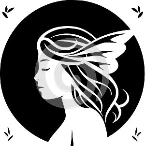 Fairy - black and white vector illustration