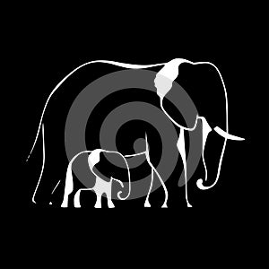 Elephants - minimalist and flat logo - vector illustration photo
