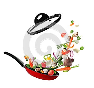 Clean nonstick frying pan isolated