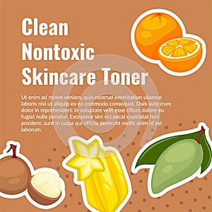 Clean nontoxic skincare toner, fruity ingredient photo