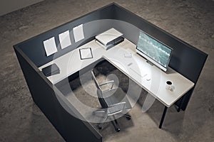 Clean office with forex on computer