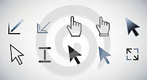 Mouse Cursor and Pointer Icons Set â Vector UI Cursors