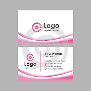 Clean pink business card with pink curvy background template design