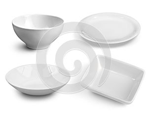 Clean plates and bowls isolated