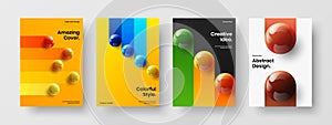 Clean realistic spheres company cover illustration composition