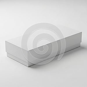 Rectangular White Gift Box with Lid on White Background present box packaging