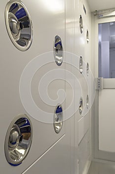 Entrance before of Clean rooms ,air shower for remove particles and dirty