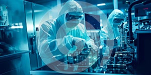 clean room environment for precision manufacturing, emphasizing sterile conditions for sensitive production. photo