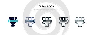 Clean room icon in different style vector illustration. two colored and black clean room vector icons designed in filled, outline