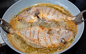 Clean and seasoned PeroÃ¡ fish (Balistes capriscus) . photo