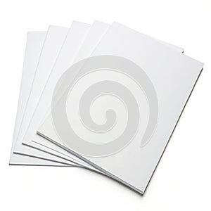 A set of white papers isolated on white background