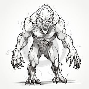 Clean And Sharp Handdrawn Werewolf Illustration In Zbrush Style