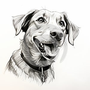 Clean And Sharp Inking: Joyful Dog Portrait With Collar photo