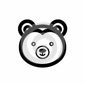 Clean And Simple Black And White Bear Icon By Rumiko Takahashi