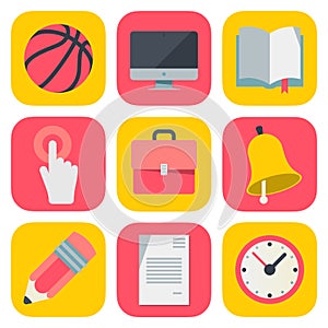 Clean and simple education icons for mobile OS