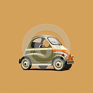 Clean And Simple Go-kart Design With Olive Background In The Style Of Annibale Carracci