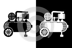 Air Compressor Icon in Black and White