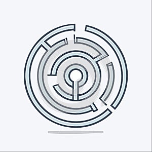 Circular Maze Icon for Logic and Strategy