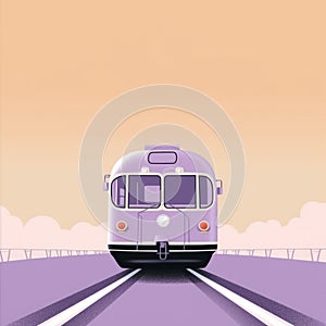 Clean And Simple Train Ad Posters With Lavender Background In Cinquecento Style