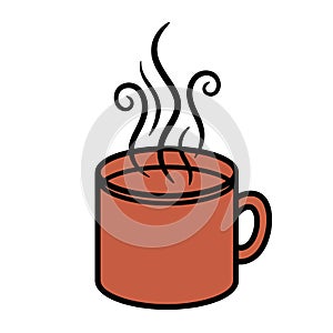 Simple Steaming Hot Coffee Mug Vector Icon