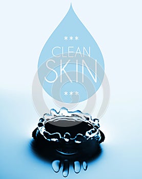 Clean skin concept with water drop and splash