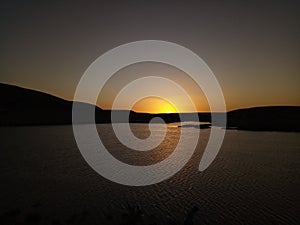 Clean sky dam sunset