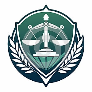 A clean and sophisticated emblem representing a law firm, showcasing professionalism and trustworthiness, Develop a clean and