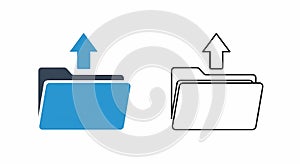 Folder Upload Icon Blue Flat Design Outline Vector Illustration