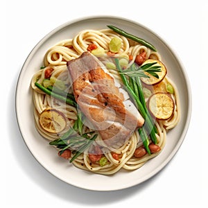 Clean And Streamlined Spaghetti With Roasted Snapper Steak And Okra