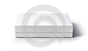 Blank White Rectangular Box Sitting On White Surface With Soft Shadow Studio Shot