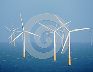 Clean sustainable energy - wind turbines in the sea