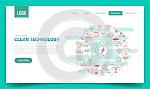 Clean technology concept with circle icon for website template or landing page homepage
