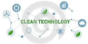 clean technology concept of green tech leaf gear chip smartphone server and cloud eco friendly innovation photo