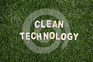 Clean Technology Wooden Sign On Grass