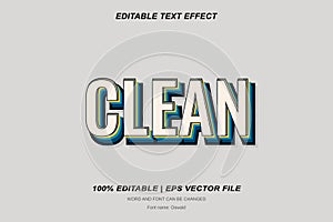 Clean text style effect, 3d editable vector design