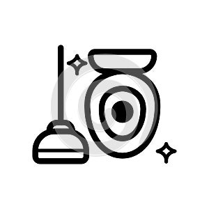 Clean toilet bowl with plunger. Vector illustration decorative design