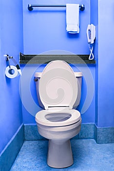 Clean toilet seat bowl restroom blue wc interior washroom hotel
