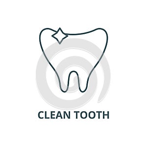 Clean tooth line icon, vector. Clean tooth outline sign, concept symbol, flat illustration