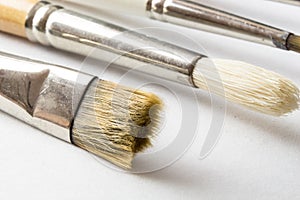 Clean unused paintbrushes closeup