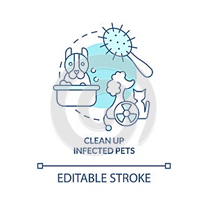 Clean up infected pets turquoise concept icon